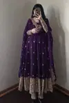 Sc 1329 Heavy Fandy Silk Embroidery Work Gown With Pant Dupatta Wholesale Online